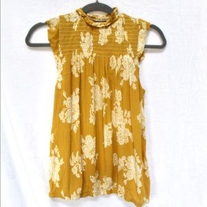 Yellow & Cream Floral Sleeveless Top Size Small